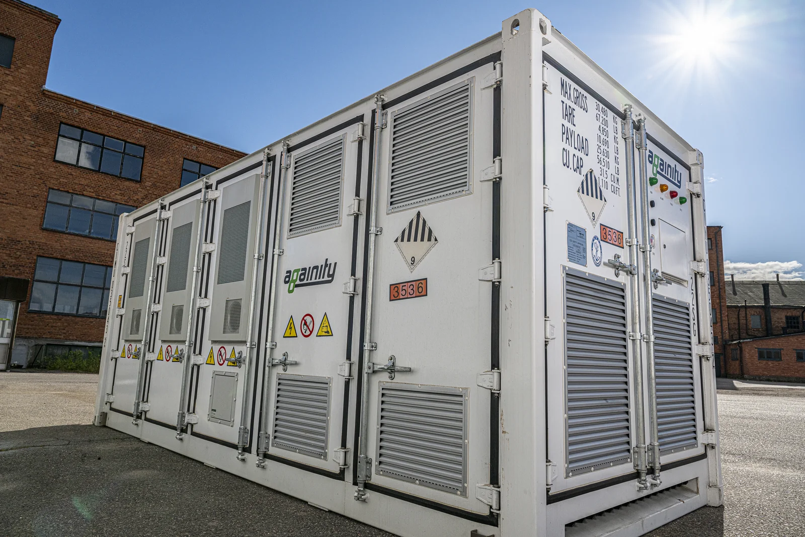 Againity containerised industrial battery storage system