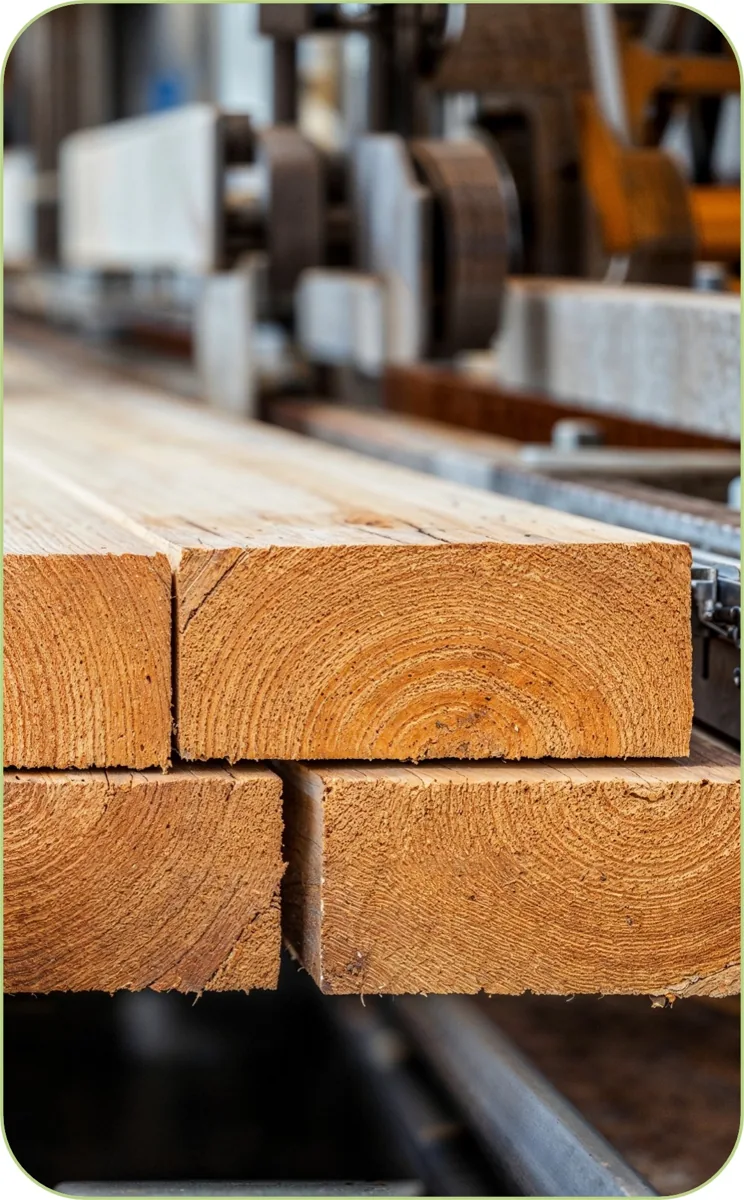 Timber moving through an industrial process